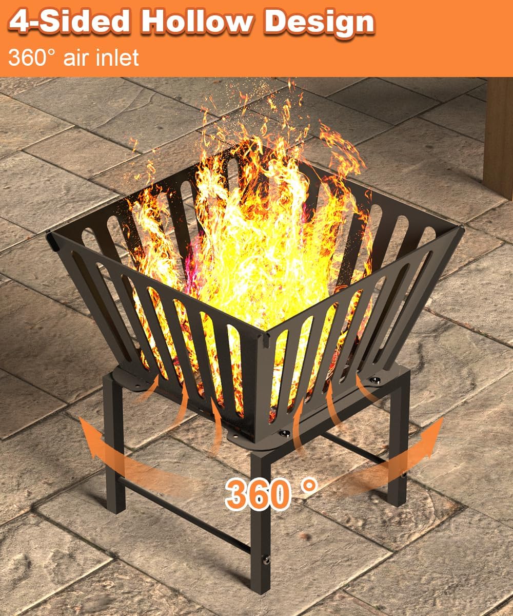 Mondazie 17’’ Portable Fire Pit with Storage Bag, Trapezoid Vertical Hollow