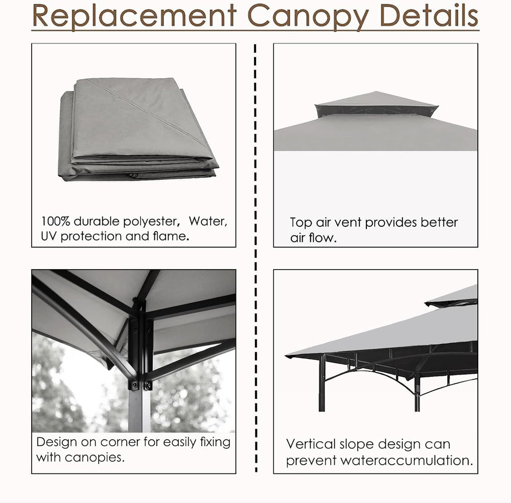 Grill Gazebo Replacement Canopy Roof – Hugline 5x8 Outdoor Grill Shelter Cano...