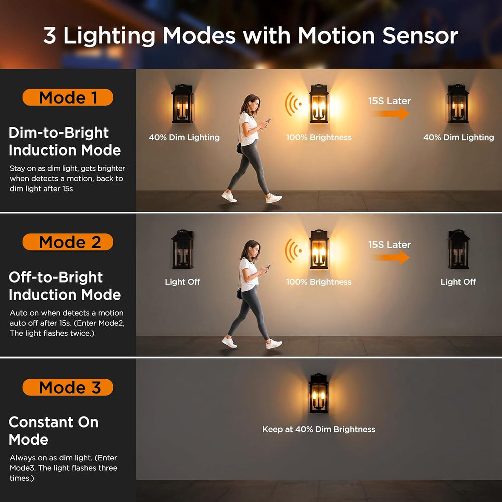 ropelux Solar Lights Outdoor Waterproof, 3 Modes Porch Lights, Motion Sensor ...