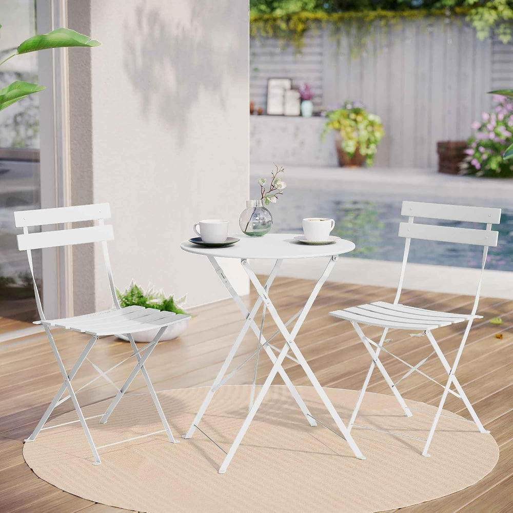 LAUSAINT HOME 3-Piece Steel Folding Bistro Set, Premium Weather-Resistant Pat...