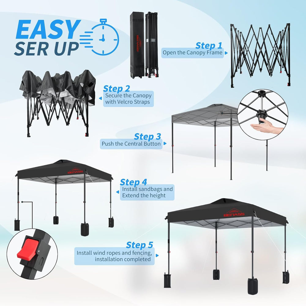 10x10 Pop Up Canopy Tent, Black