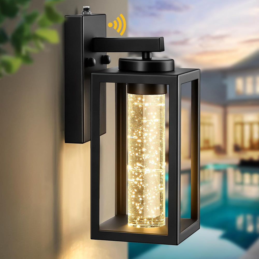 VIANIS Black Outdoor Wall Sconce, Dusk Dawn Exterior Lighting Wall Mount