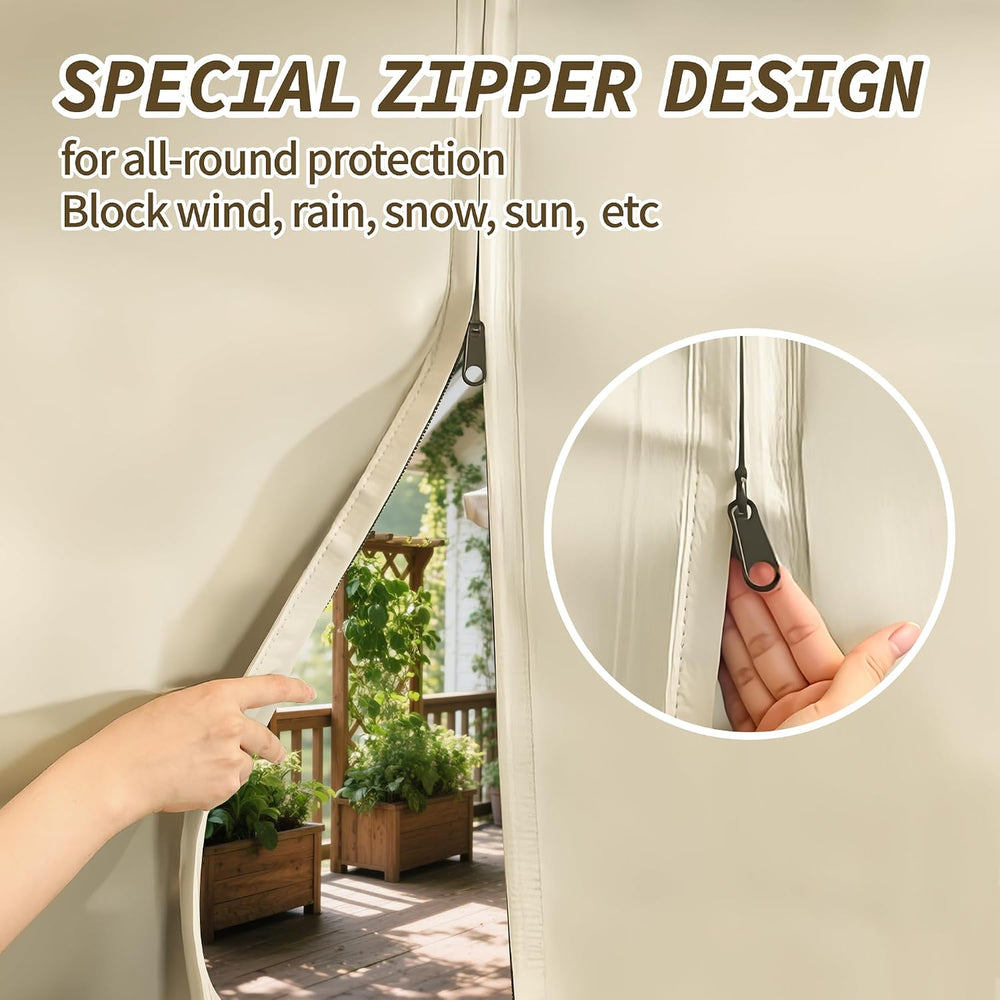 Outdoor Curtains for Patio Waterproof, Zipper Design 2 Panels Privacy Weather...