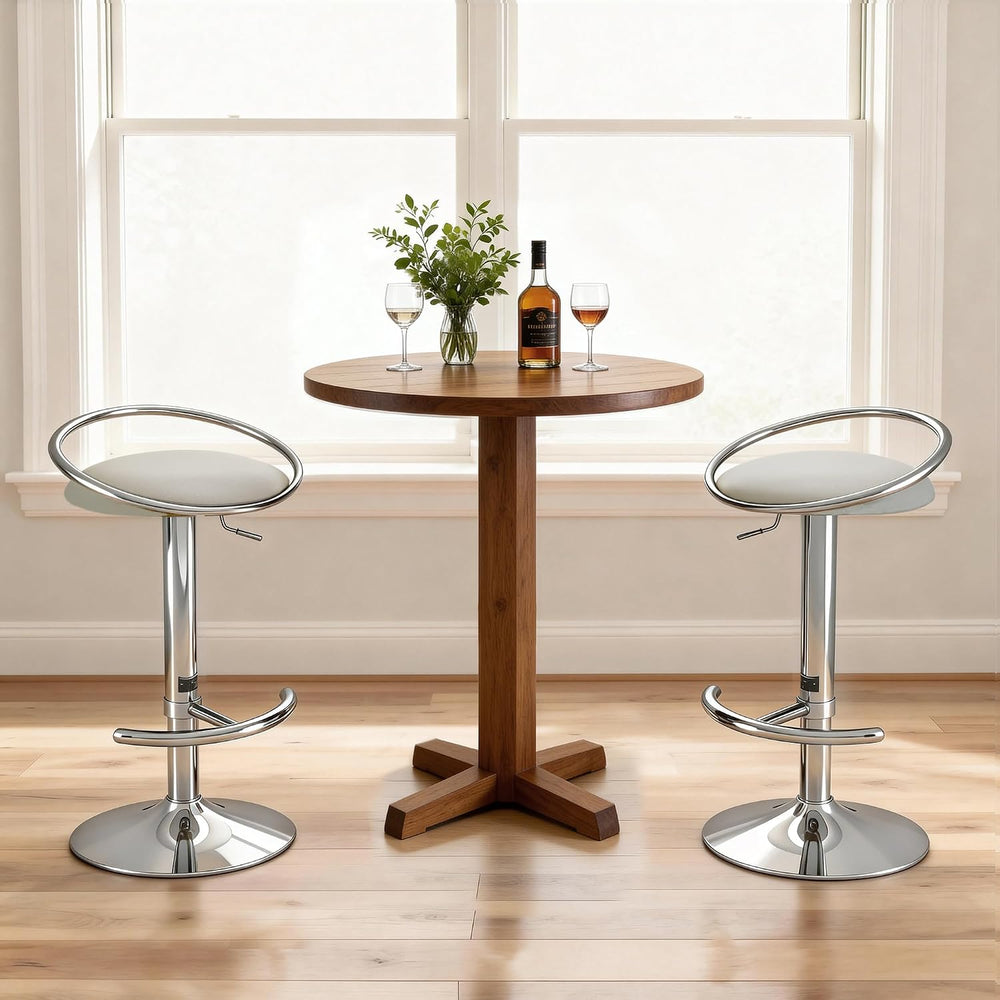 Bar Stools Set of 2, Adjustable Swivel Counter Stools with Upholstered Seat, ...