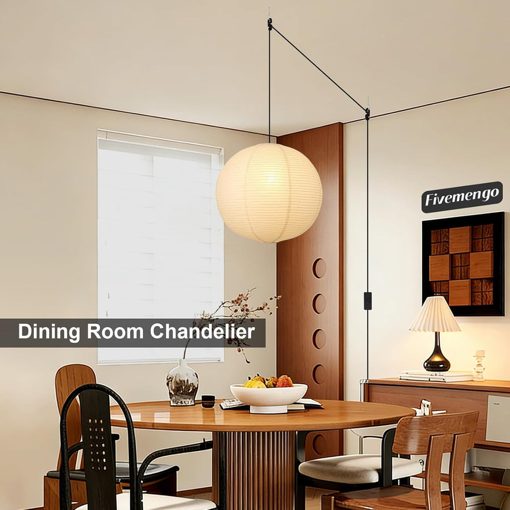20in Paper Lanterns Plug in Hanging Lamp Off-White 19.7FT Cord