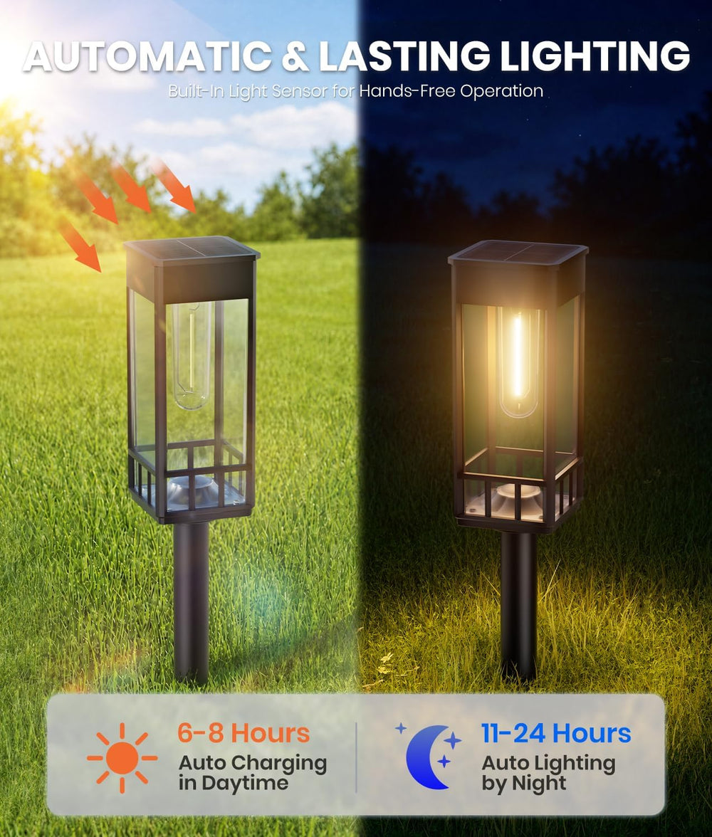 BITPOTT Solar Pathway Lights Outdoor,Bright Solar Lights for Outside, Waterpr...