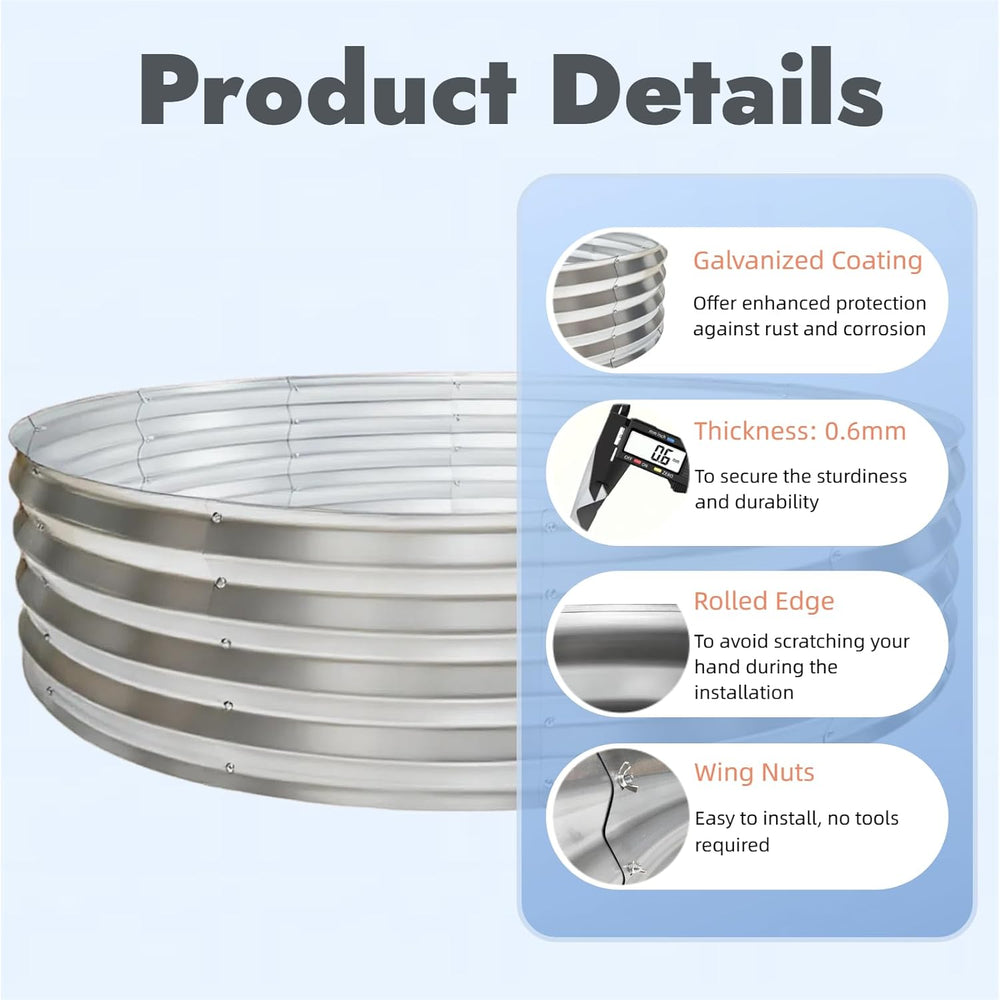 60 Inch Large Round Fire Pit Ring, Galvanized Steel Outdoor Bonfire Ring for ...