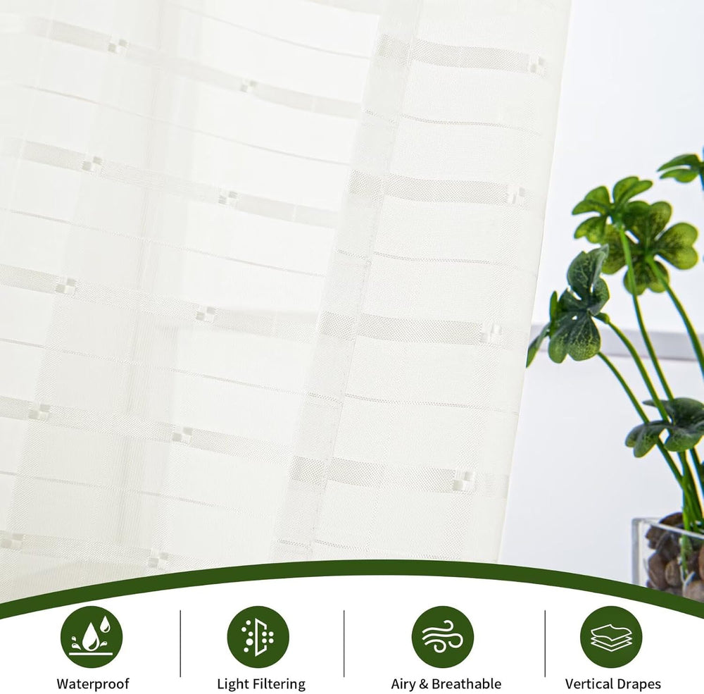 4 Panels Outdoor Sheer Curtains for Patio, Jacquard Check Curtains for Patio ...