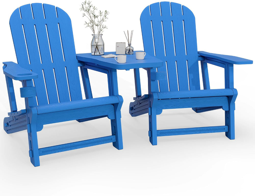 Vongrasig Adirondack Chairs Set of 2 with Removable Tabletop, Outdoor HDPE Pl...