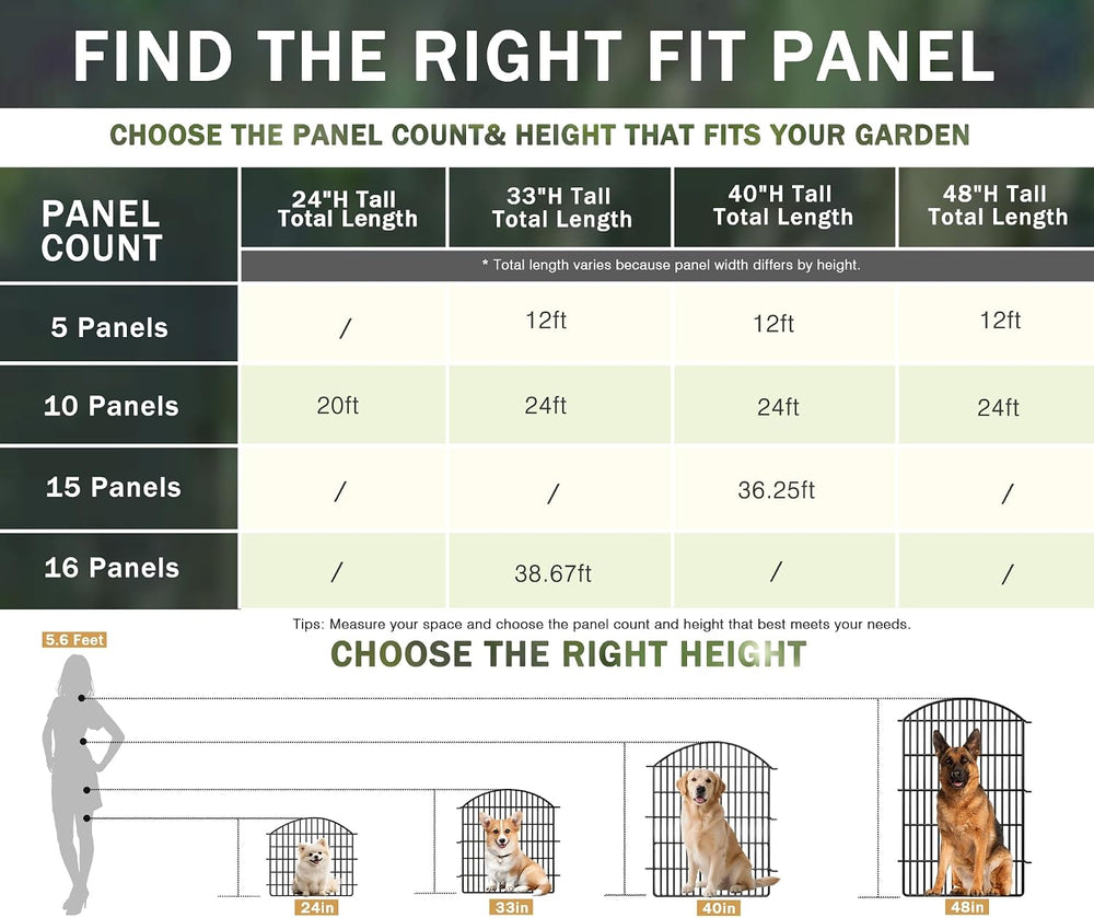 10 Panels Garden Fence Animal Barrier with Lock, 33in (H) x 24ft (L) Dog Fenc...