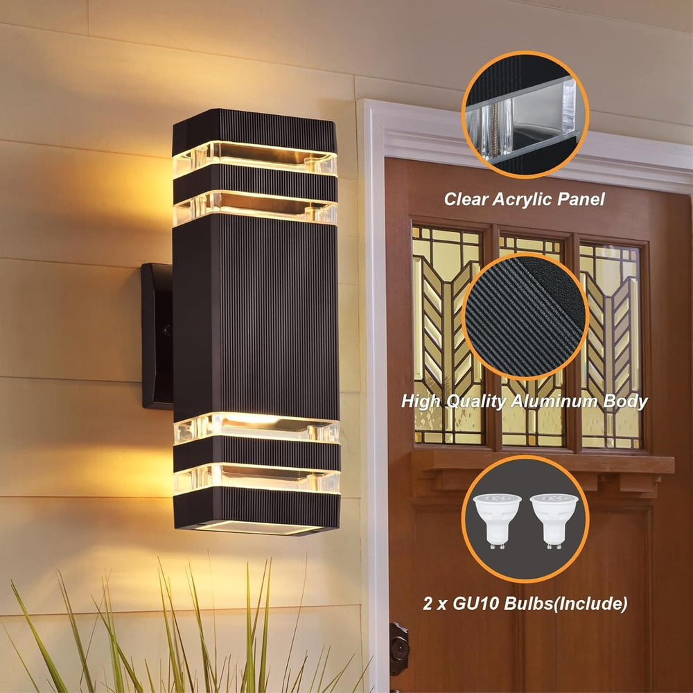 Outdoor Wall Lights, 3 Pack Modern Exterior Light Fixtures Wall Mount, Black ...