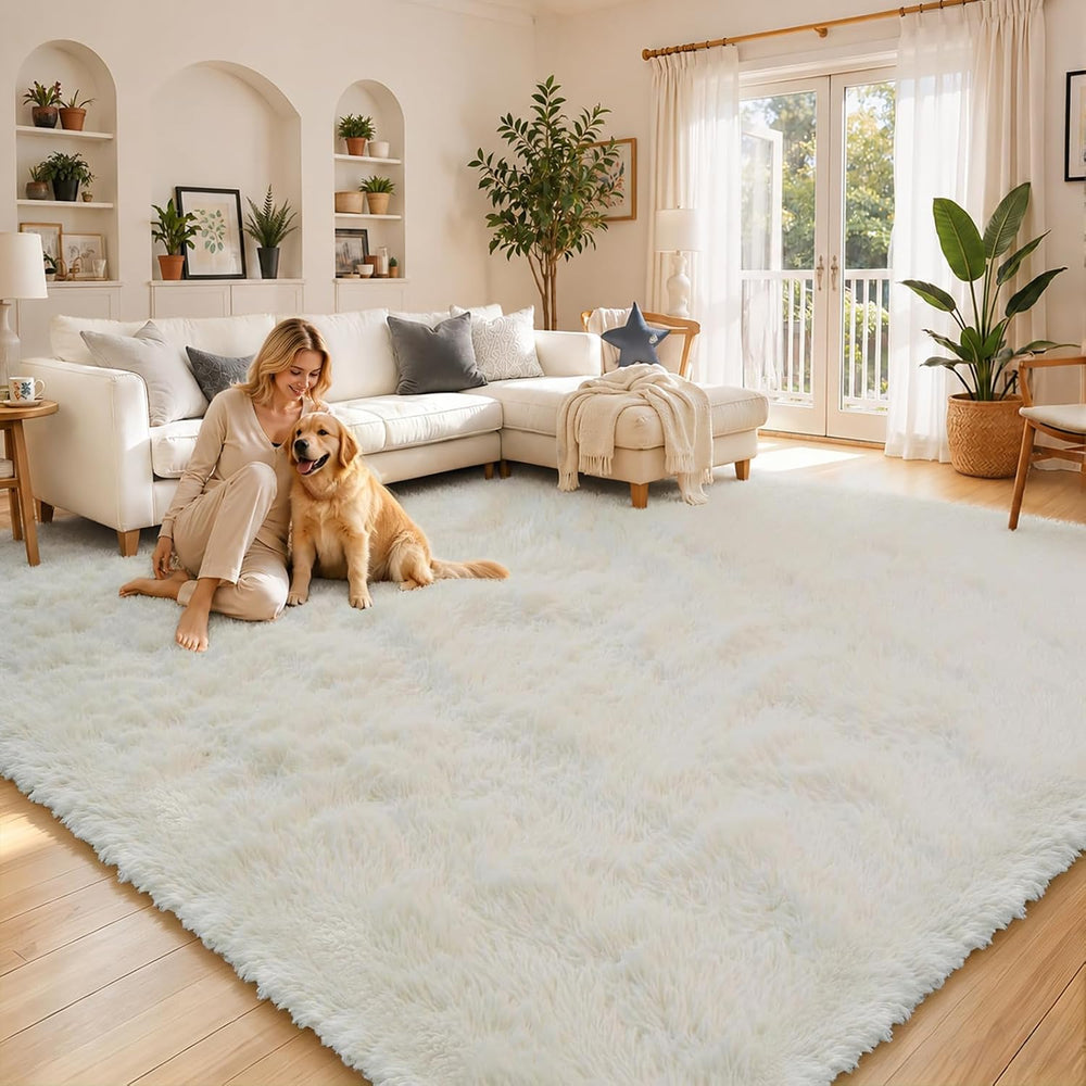 6x9 Shag Area Rug for Living Room,Cream Soft Plush Fluffy Carpet