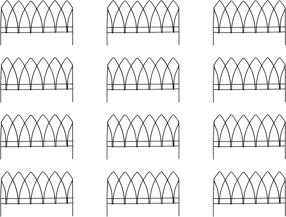 Panacea 89523 Gothic Arch Border Fence, Black, 15" H, Pack of 12