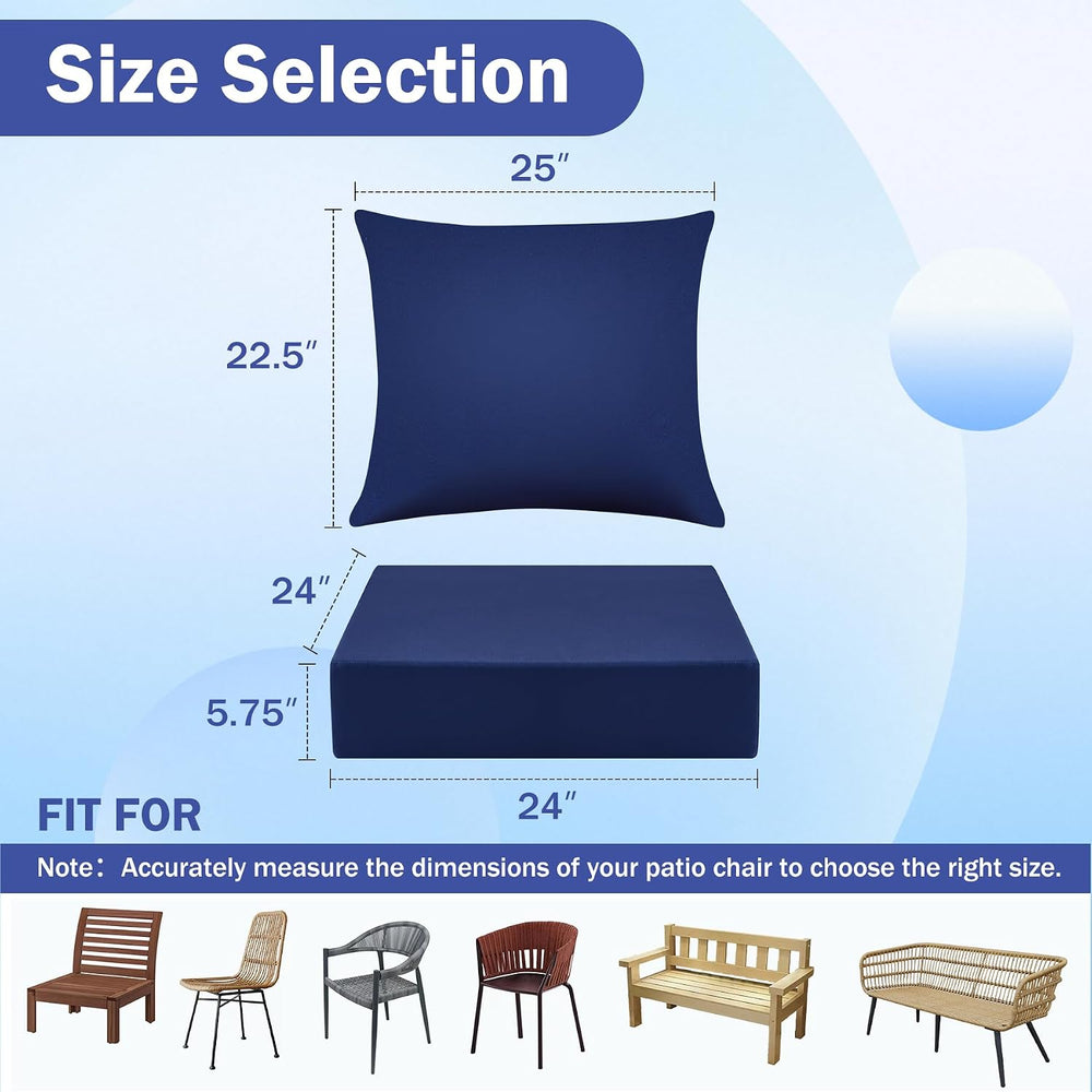 Outdoor Chair Cushions, 24 x 24 Inch Outdoor Cushion for Patio Furniture, Pat...
