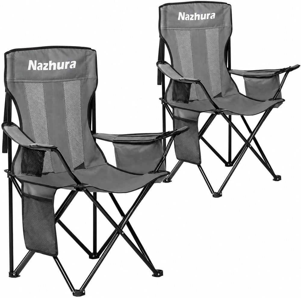 Nazhura 2 Pack Outdoor Camping Chairs Folding/Foldable/Portable with Cooler P...