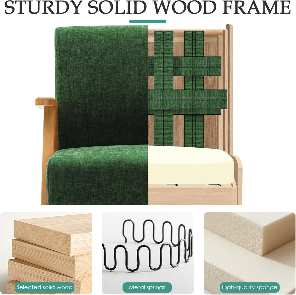 2 Pcs Home Accent Chair Mid Century Modern Accent Chair with Wood Frame, Loun...