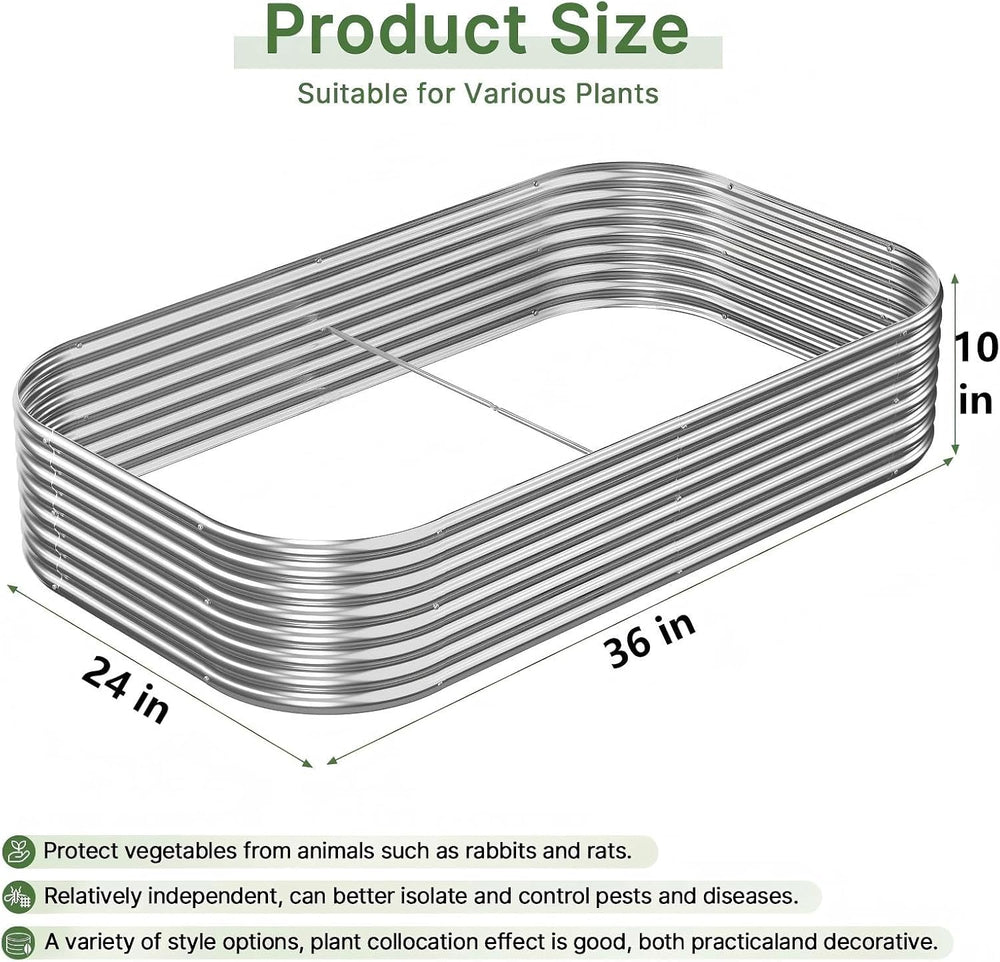 3 PCS Galvanized Raised Garden Bed Outdoor, Metal Garden Bed for Vegetables, ...