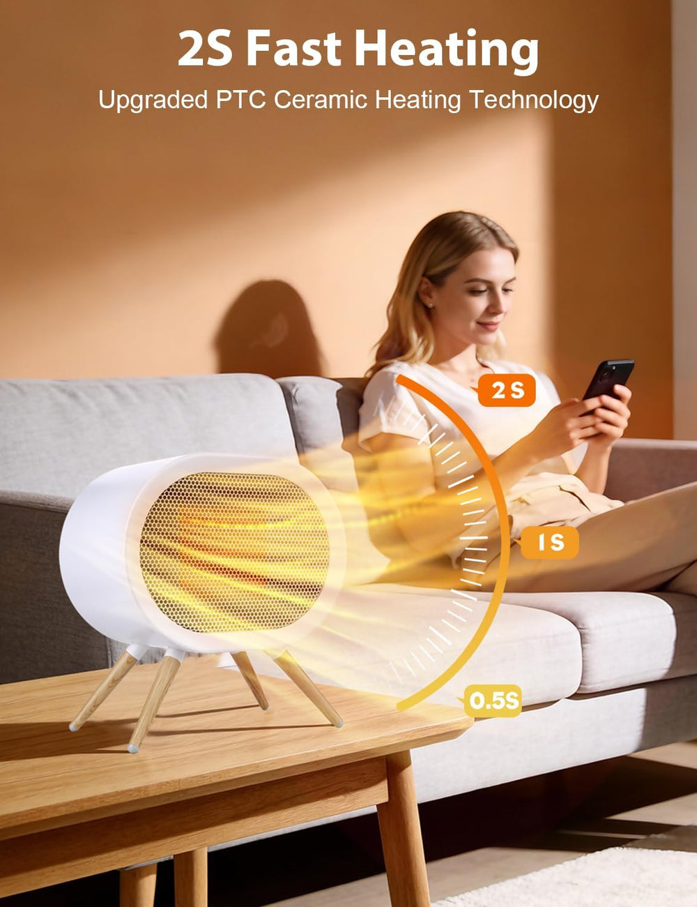 Cute Space Heater, 1000W Portable Space Heaters for Indoor Use