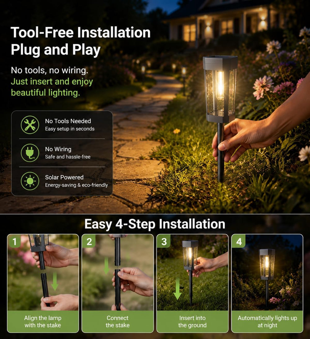 Solar Pathway Lights Outdoor – 12 Pack Solar Powered Garden Pathway Lights - ...