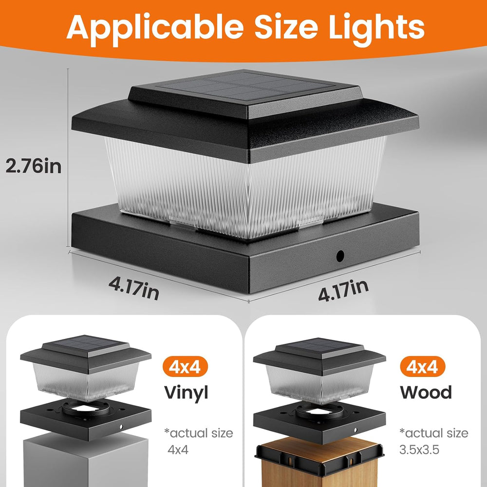 APONUO Solar Post Cap Lights with Flickering Flame & Warm White, 12-Pack ...