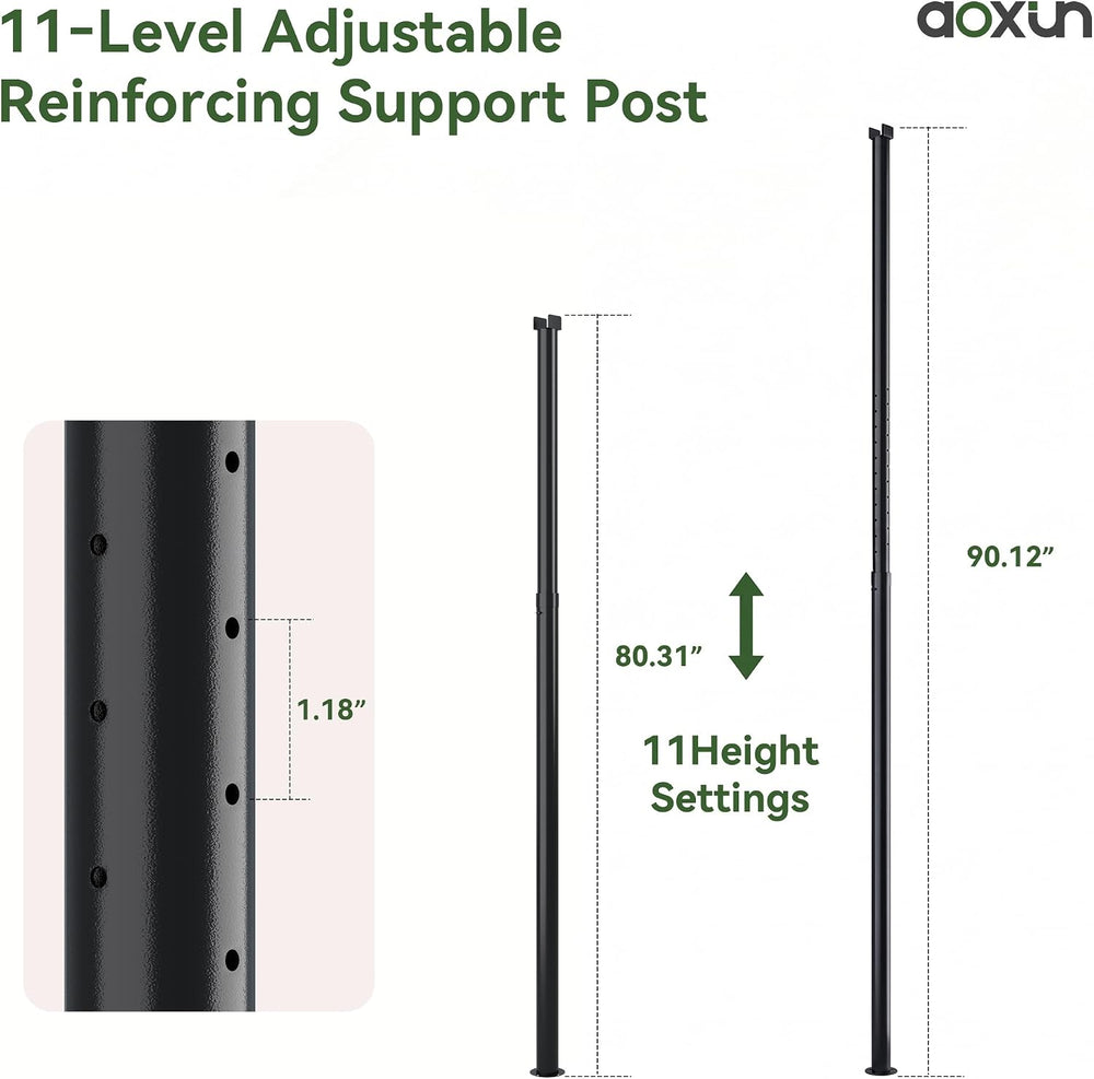 Aoxun 14’x10’ Lean to Gazebo, Pergola with 2 Telescopic Support Posts,Black