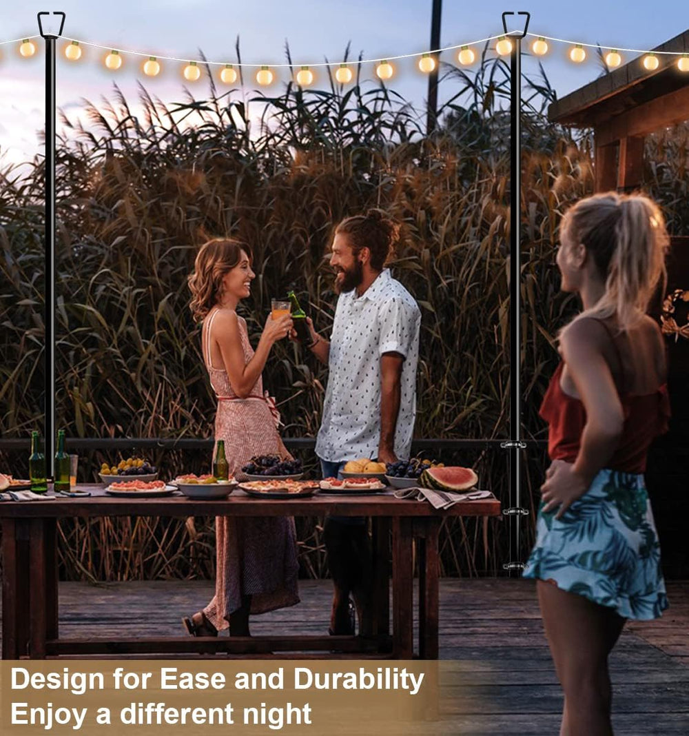 Queension 10FT Deck String Light Poles for Outdoor String Lights, 2pcs