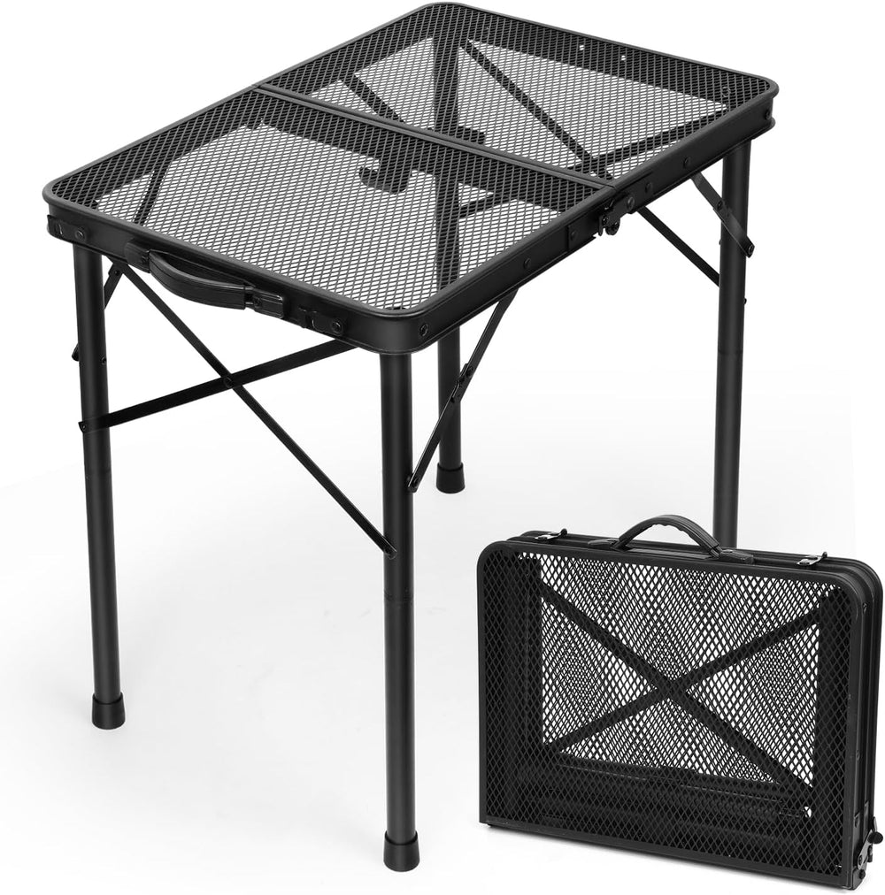 2 Ft Folding Camping Table, Adjustable Height 10.6-22 in, Small Grill Table