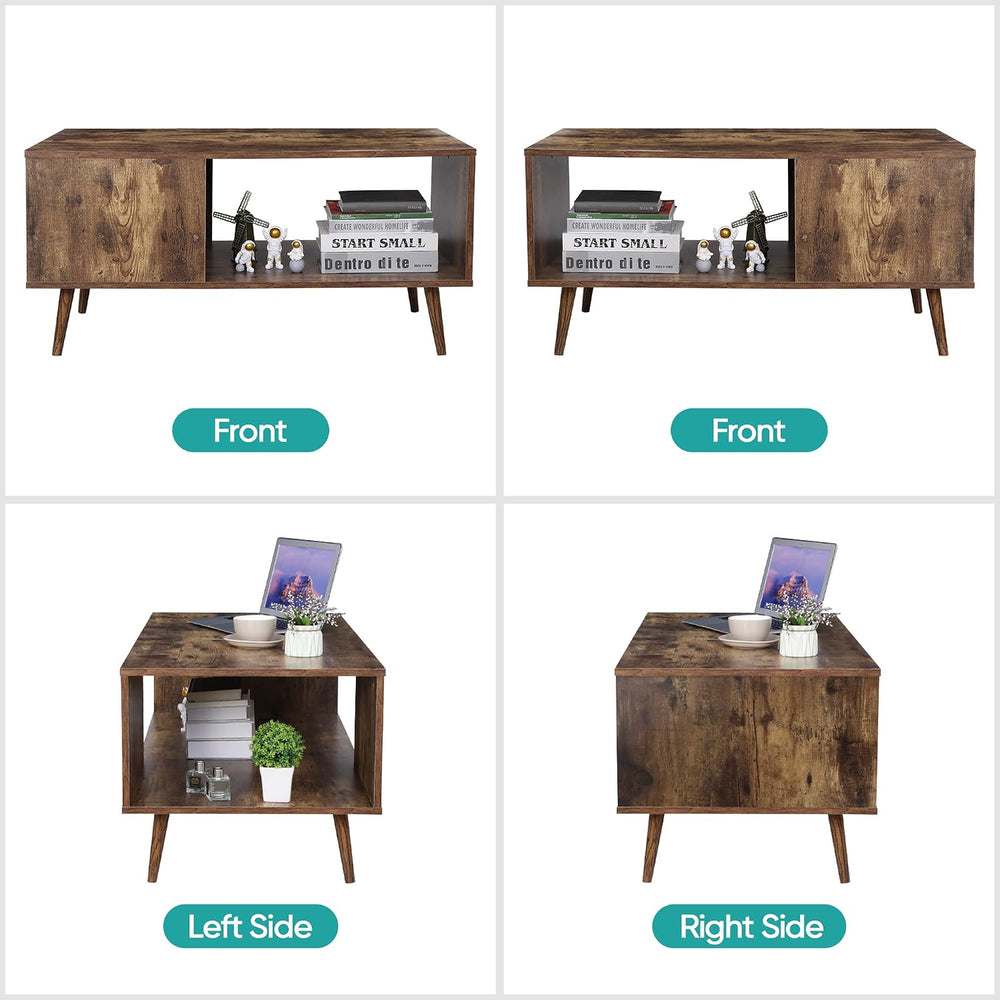 ZenStyle Mid Century Modern Coffee Table, Wooden Retro Coffee Table with Open...