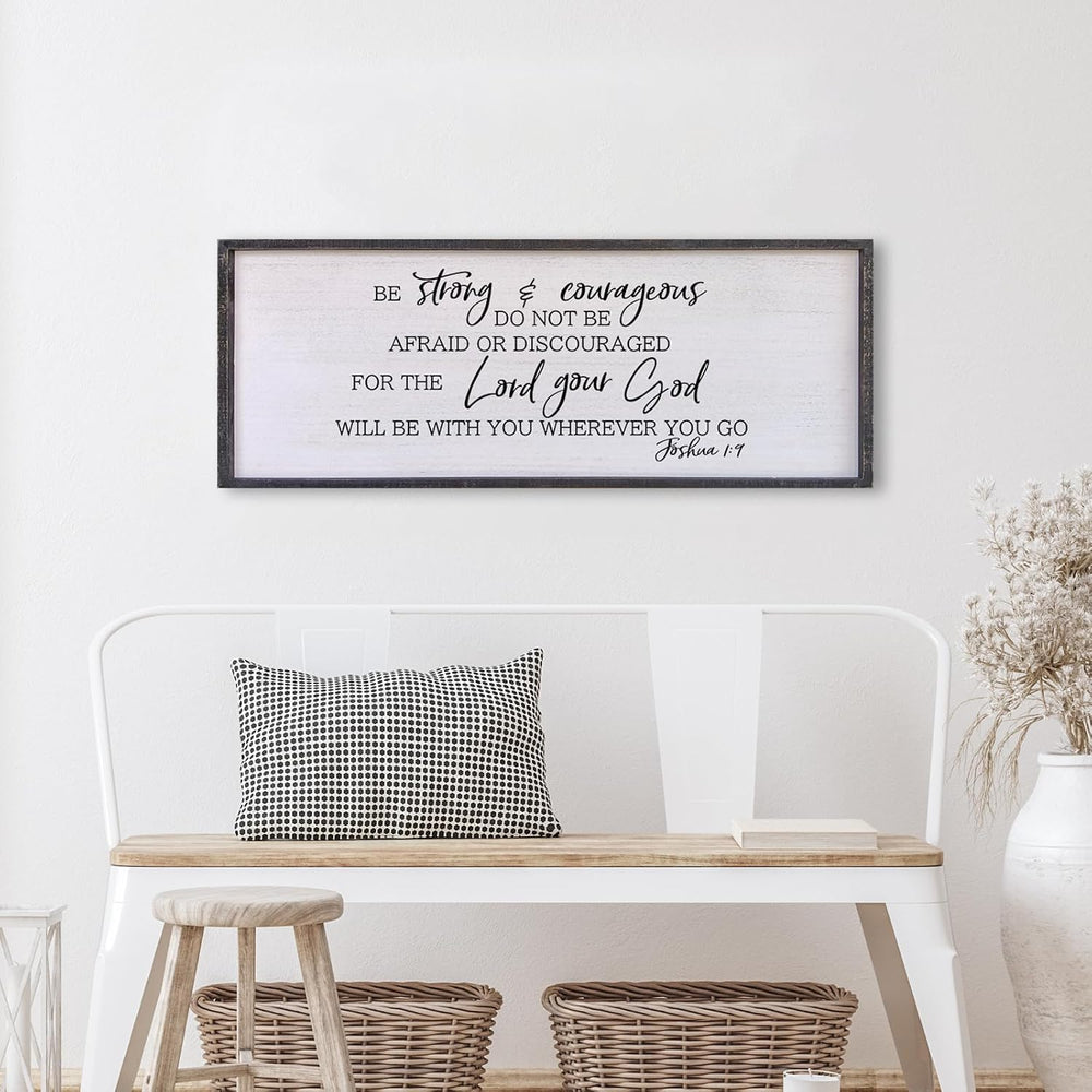 Be Strong And Courageous Sign Wall Decor 40"x15" Large Farmhouse Li...