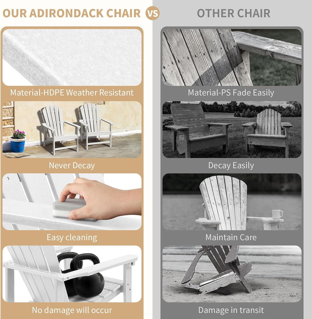Oversized Stackable Adirondack Chair, HDPE All-Weather Fire Pit Chair