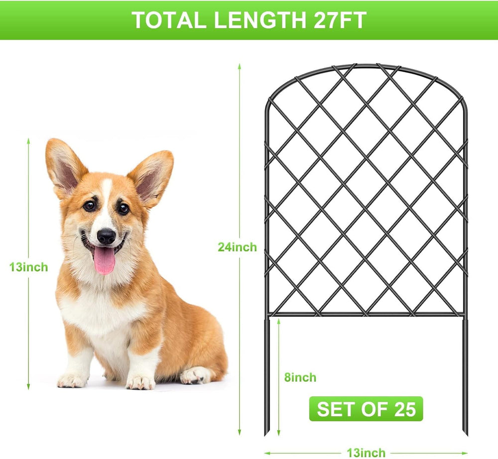OUSHENG 25 Pack Decorative Garden Fence, Total 27ft(L) x 24in(H)