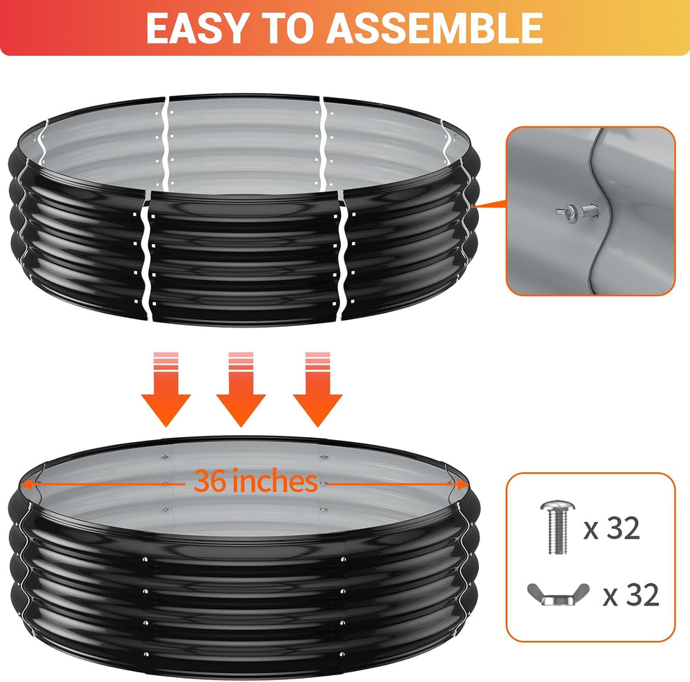 36" Heavy Duty Fire Pit Ring for Outside, Galvanized Steel Wood Burning ...
