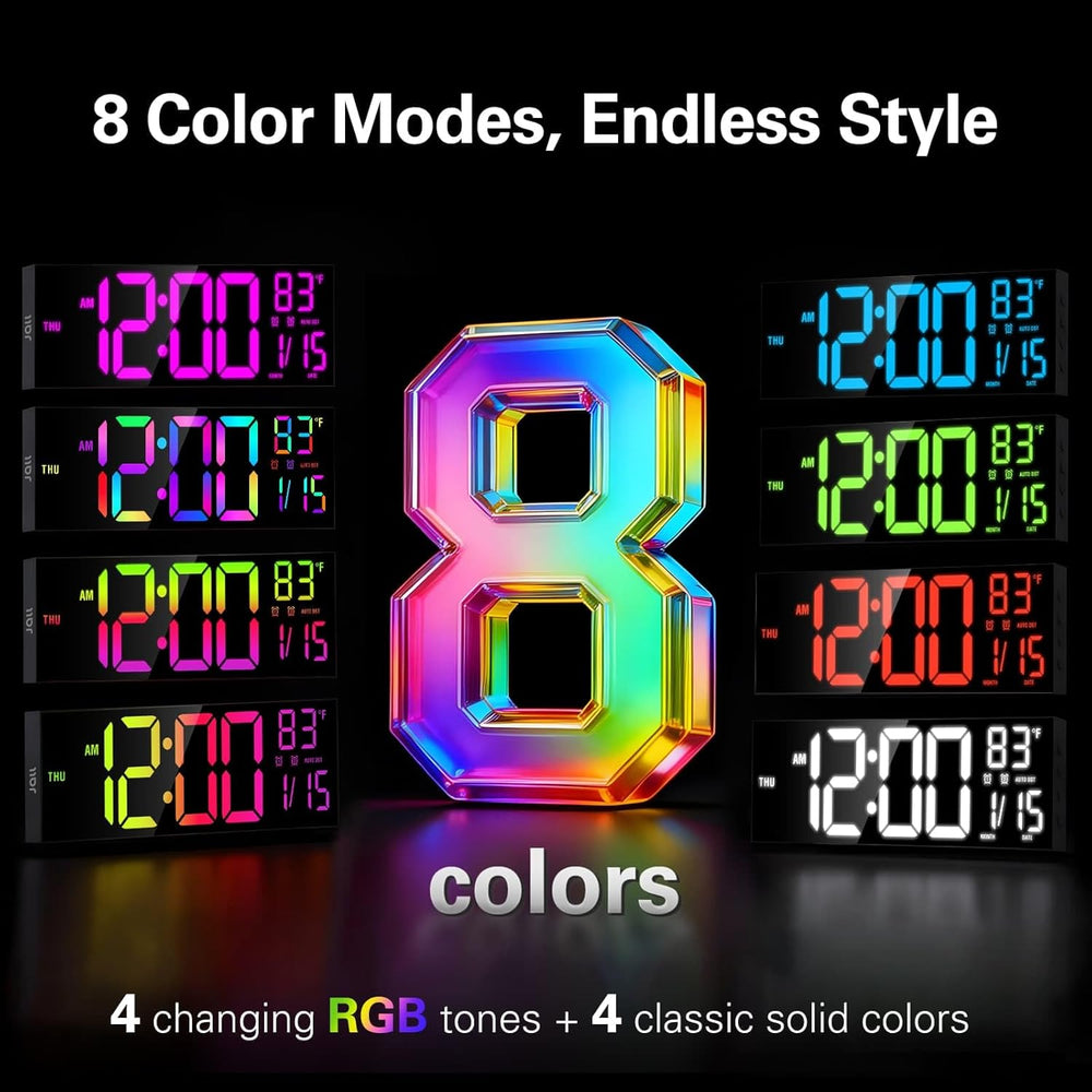 JALL 16" Large Digital Wall Clock with RGB Colors for Classroom, Wall Cl...