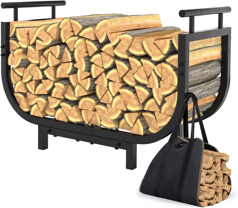30” Outdoor Firewood Rack with Carrier Bag & Ergonomic Handles