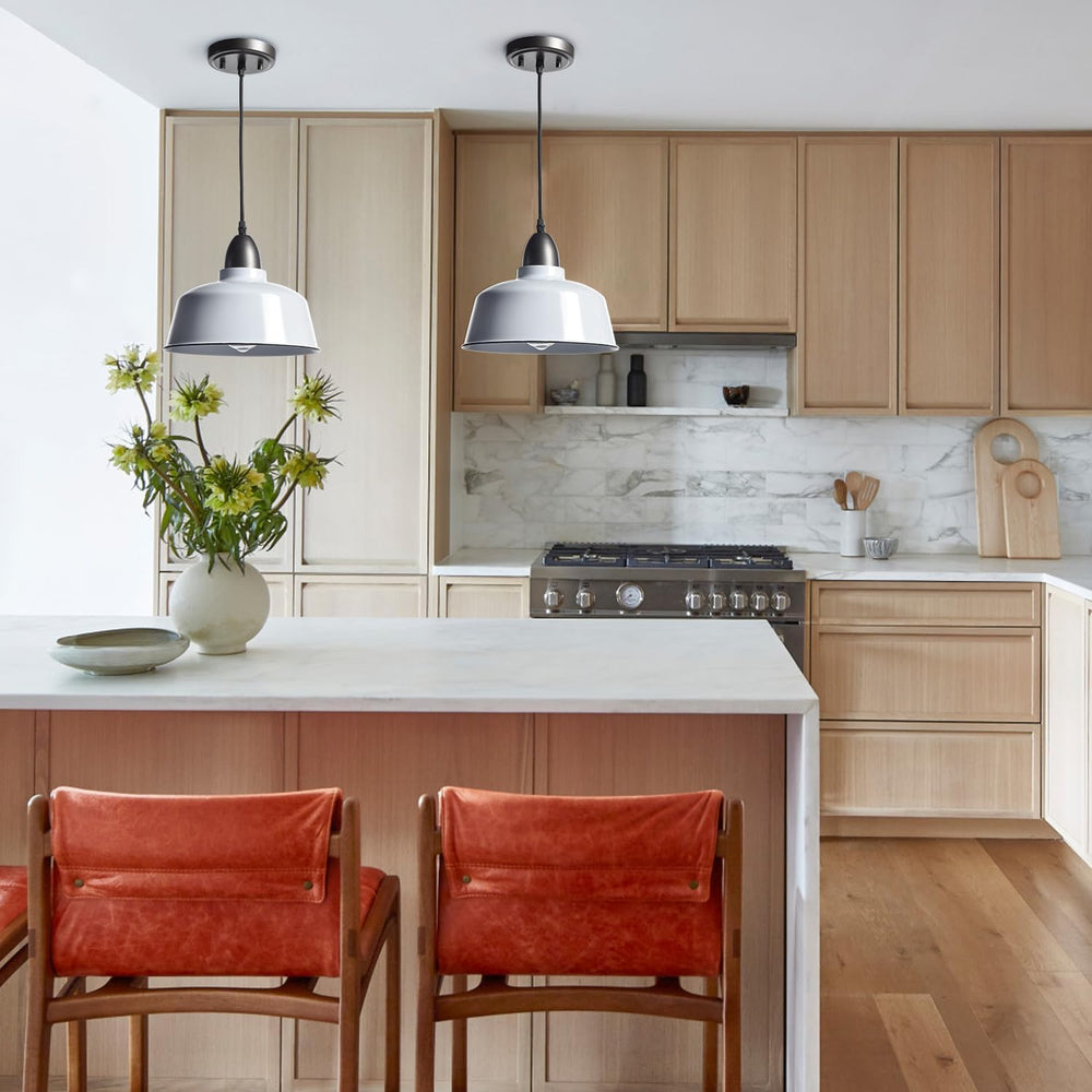 Modern Farmhouse White Pendant Light, Macaron Dome