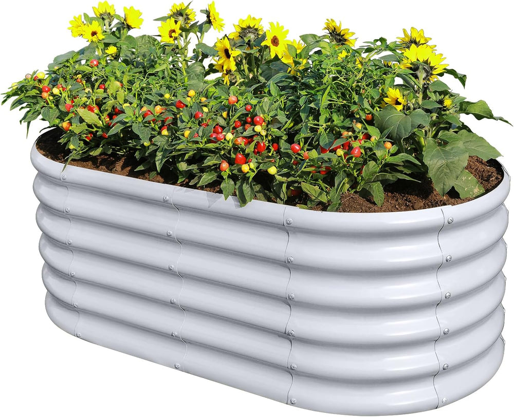 Land Guard 18“ Tall 4×2ft Galvanized Raised Garden Bed Kit, Galvanized Plante...