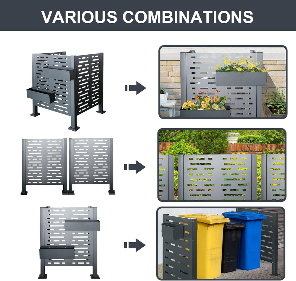 3×3 FT Air Conditioner Fence for Outdoor Units, Charcoal Metal Privacy Screen...