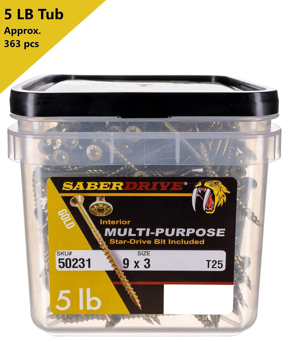 Star Drive Multi-Purpose Construction Screws, 5lb, Approx. 363 Pieces - #9 x ...