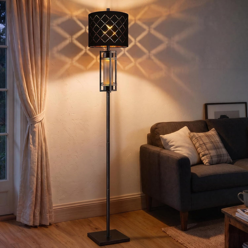 74'' Floor Lamp with Nightlight, Modern Black Tall Standing Lamp,Meta...