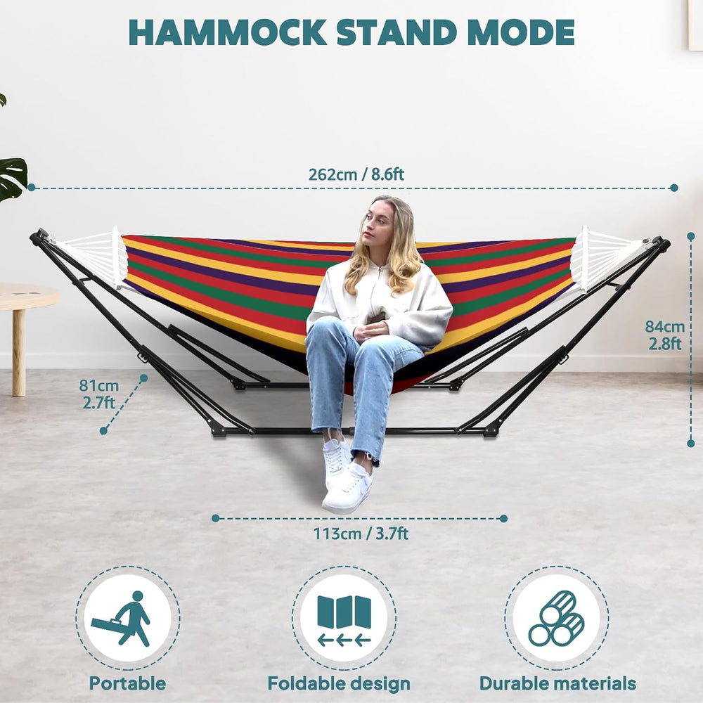 ANYOO 2-in-1 Hammock & Chair Stand with Collapsible Steel Frame & Car...