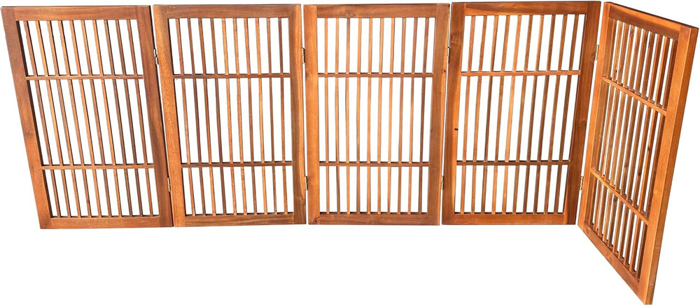 Urnporium Pet Dog Gate Freestanding, Strong Durable Folding Wooden Fence, Por...