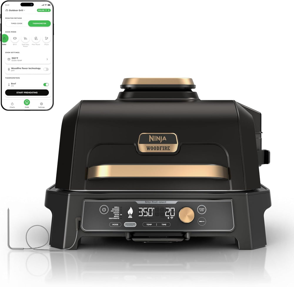 Ninja Woodfire ProConnect Premium XL Outdoor Grill & Smoker, Black & ...