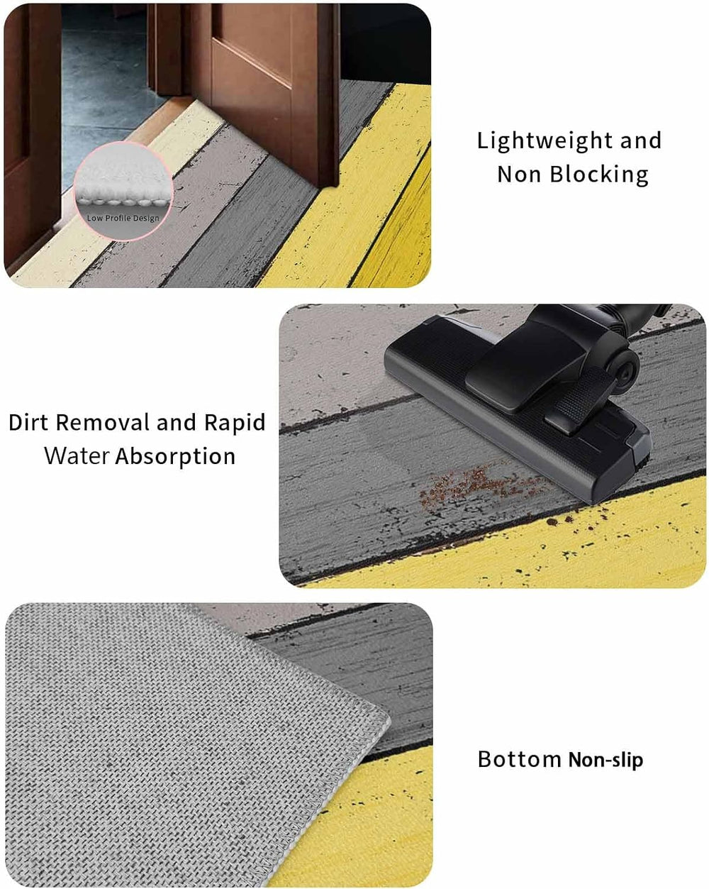 Farmhouse Front Door Mat, Non - Slip Absorbent Door Entry Mats, Wood Grain Do...