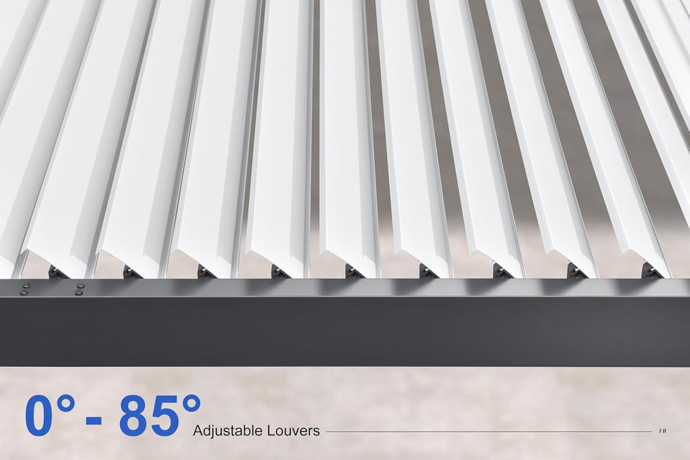 PURPLE LEAF Louvered Pergola 10' x 14' White Roof Aluminum Frame for ...
