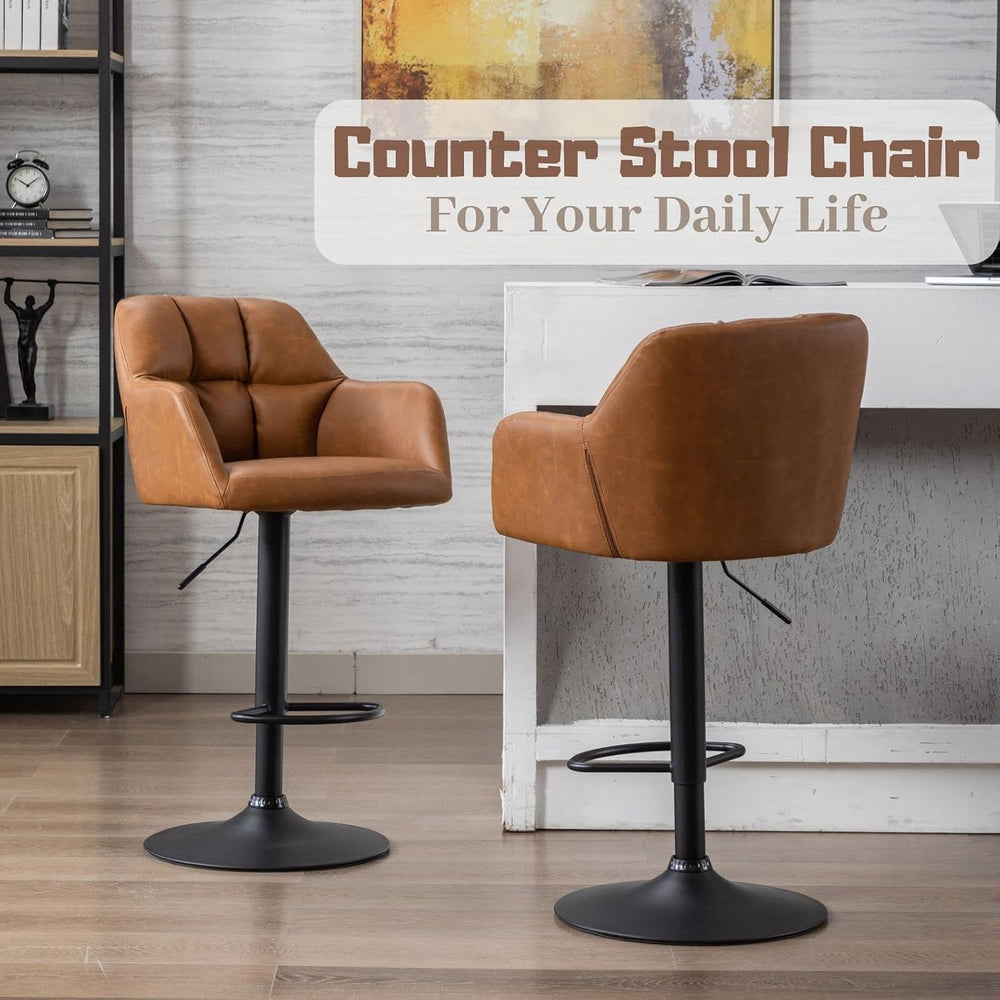 ROCITY Swivel Bar Stools Set of 6 Leather Kitchen Counter Stool Chair Upholst...