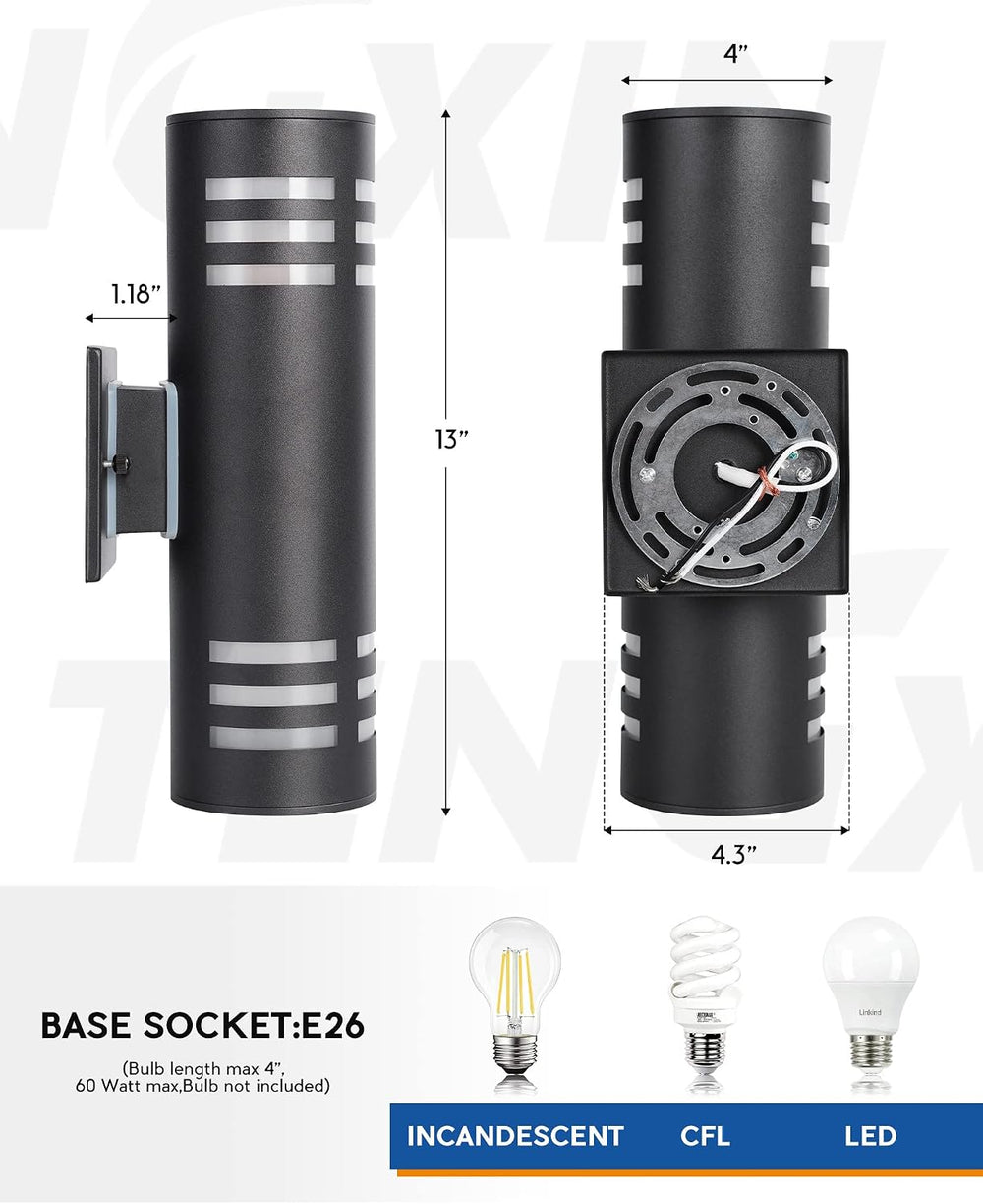 TENGXIN Outdoor Exterior Wall Light,Up and Down Cylinder Modern Porch Light,S...