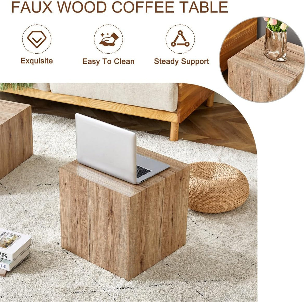 Modern Faux Marble Coffee Table Set for Living Room - Wooden Center Table Set...
