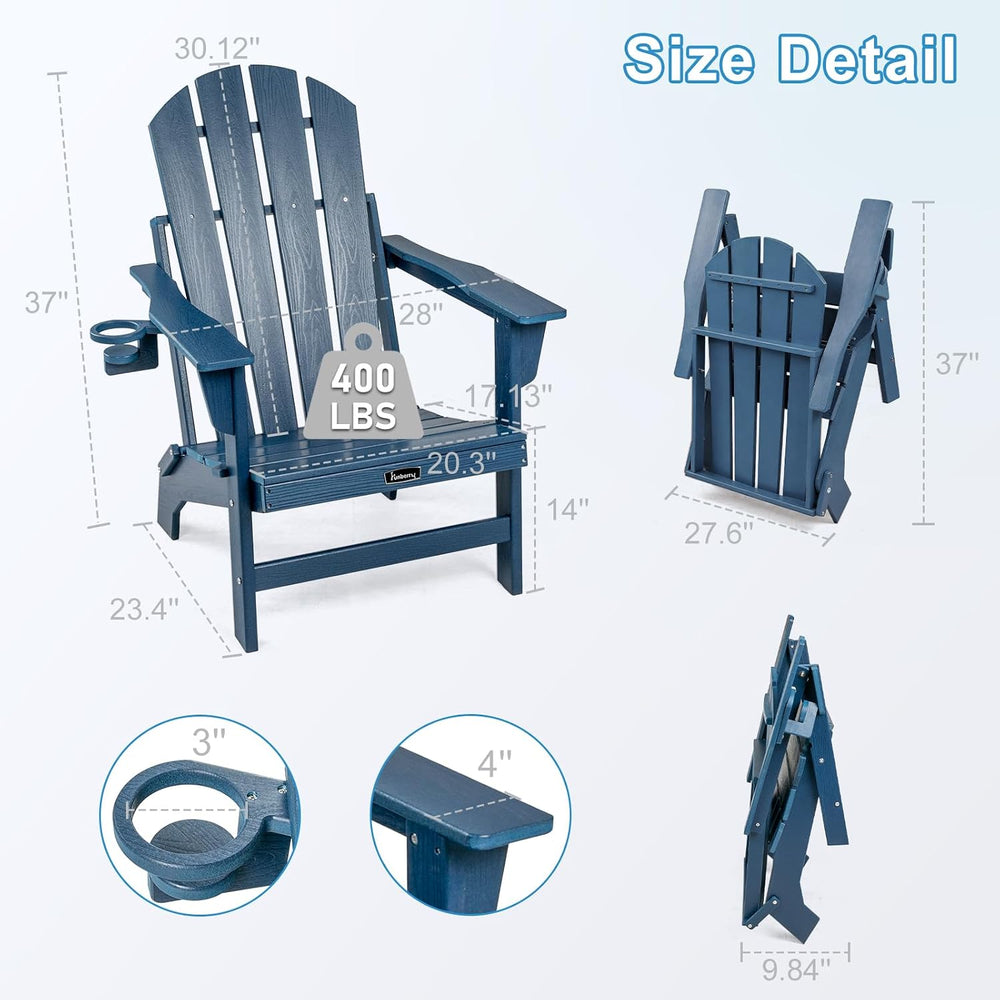 FUNBERRY Oversized Folding Adirondack Chair, Stable Fire Pit Chairs 400LBS
