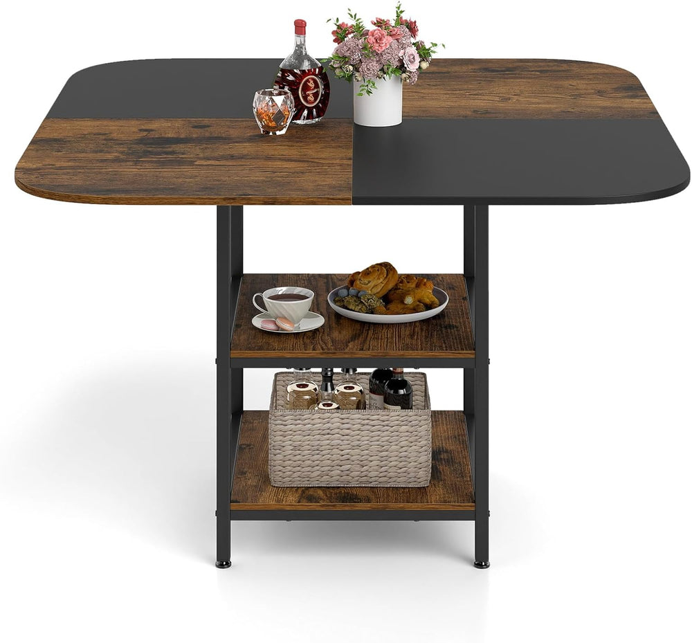 Giantex 47.5-inches Dining Table for 4, Square Kitchen Table with 2-Layer Sto...