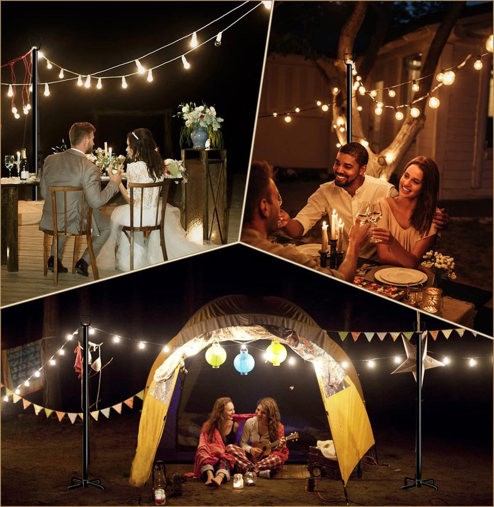 Queension 10FT Deck String Light Poles for Outdoor String Lights, 2pcs